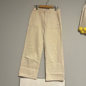 Wide leg ivory pants